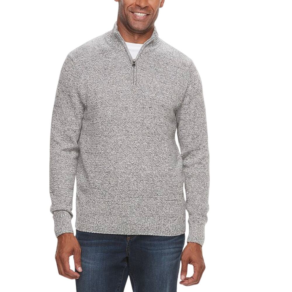 Croft & Barrow Men's Large Gray Quarter Zip Long Sleeve Collar Sweater